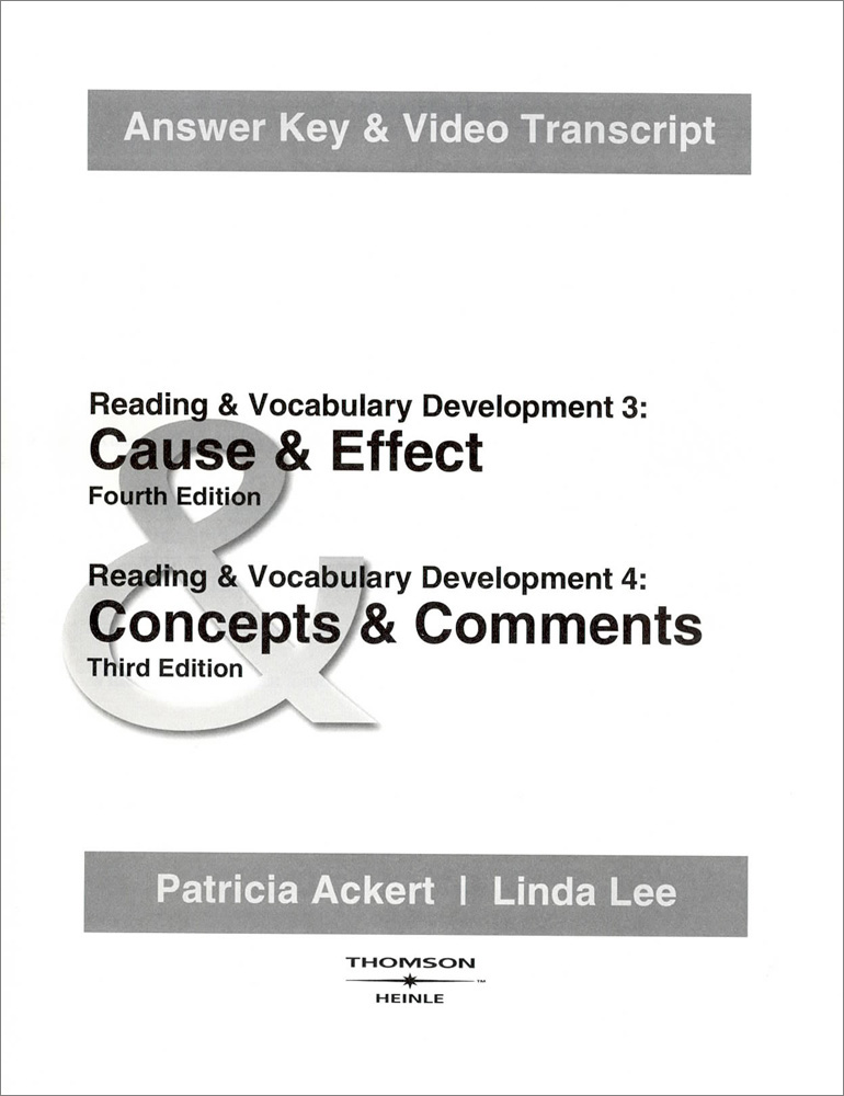 Reading & Vocabulary Development Cause & Effect (Fourth Edition) and Concepts & Comments (Third Edition) : Answer Key & Video Transcript (Paperback)