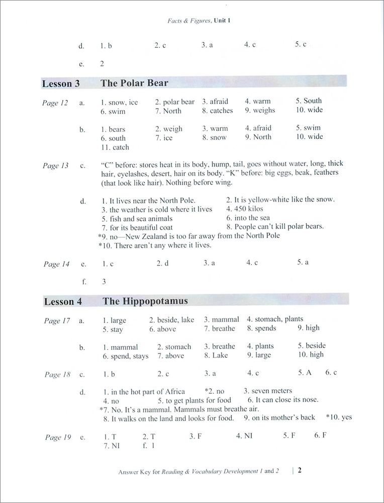 Reading & Vocabulary Development : Facts & Figures (Fourth Edition) and Thoughts & Notions (Second Edition) : Answer Key & Video Transcript (Paperback)