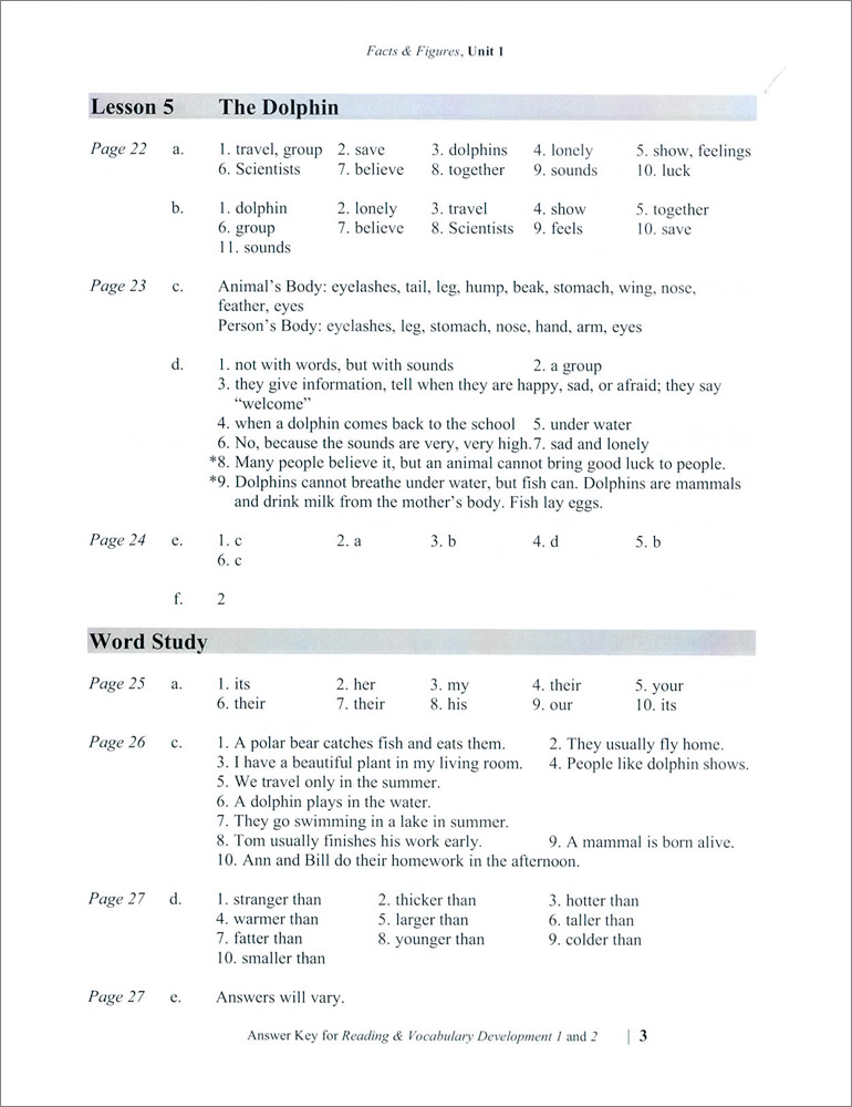 Reading & Vocabulary Development : Facts & Figures (Fourth Edition) and Thoughts & Notions (Second Edition) : Answer Key & Video Transcript (Paperback)