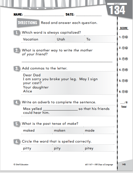 180 Days of Language for Second Grade