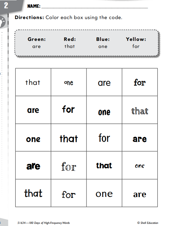 180 Days of High-Frequency Words for First Grade