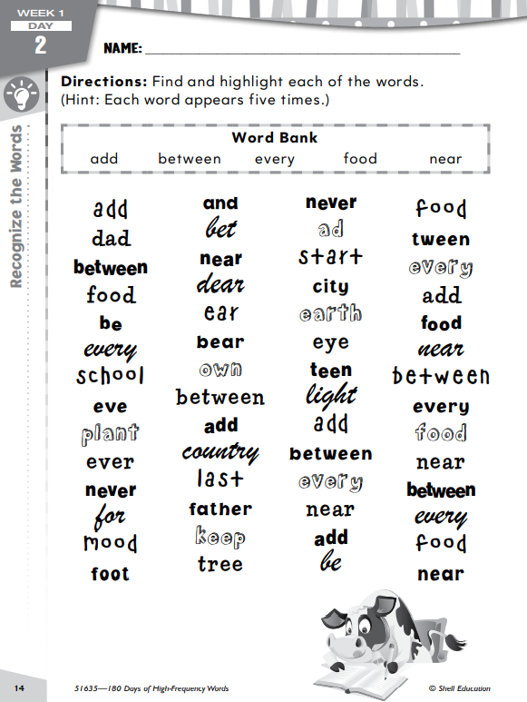 180 Days of High-Frequency Words for Second Grade